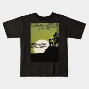 Moon Night Sky Spooky Haunted House Kids T-Shirt